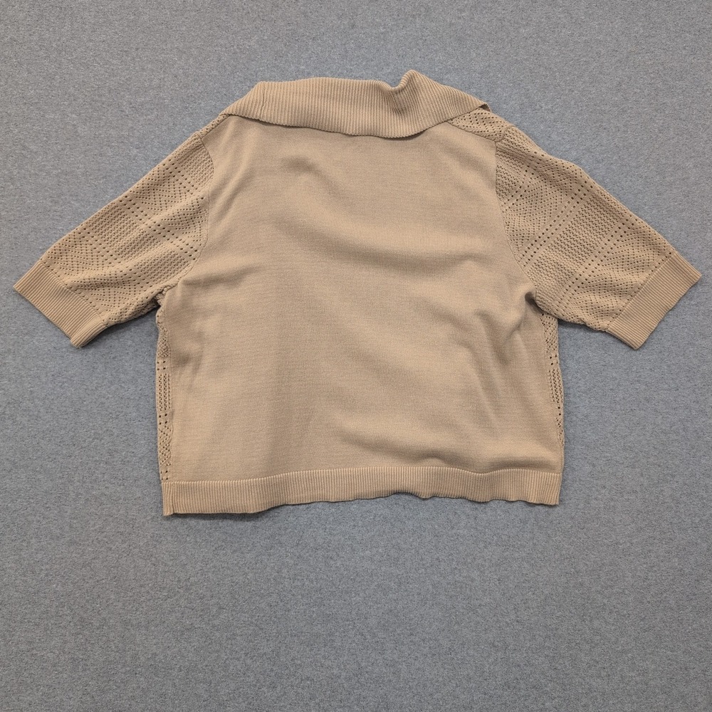 Covington Beige Open Front Short Sleeve Knit‎ Cardigan Sweater Top XL - Picture 4 of 4